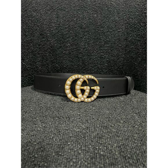 Gucci Double G Pearl Embellished leather Belt size 85 - Picture 1 of 7